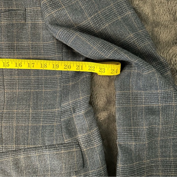 Joseph & Feiss Gold Wool 2 Button Blazer Navy Blue Plaid Pattern XL 44 R - Picture 10 of 14